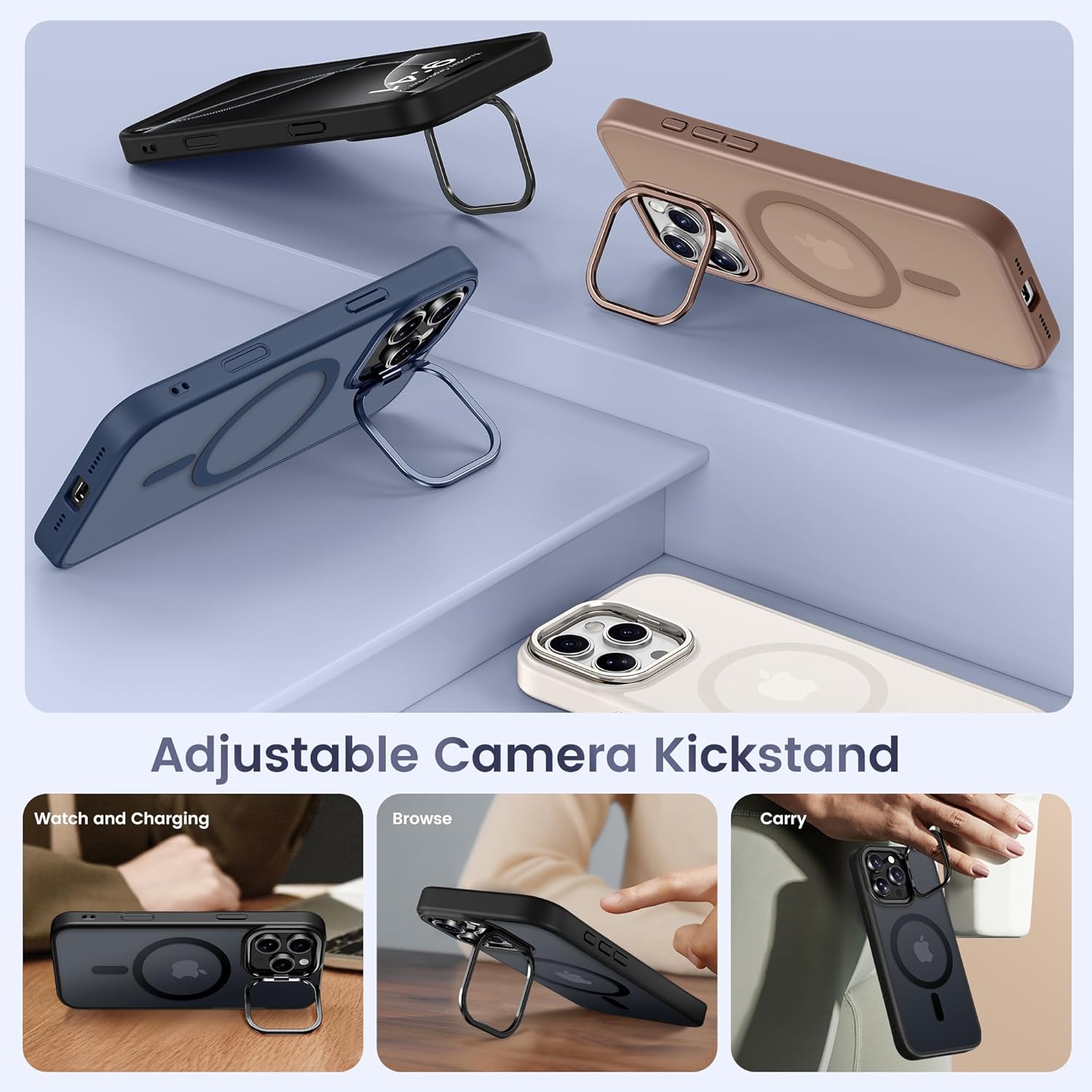 Thumbnail 4 de GolbinBox for iPhone 16 Pro Case (Black/Clear) with MagSafe, Built-in Invisible Stand, Military-Grade Drop Protection