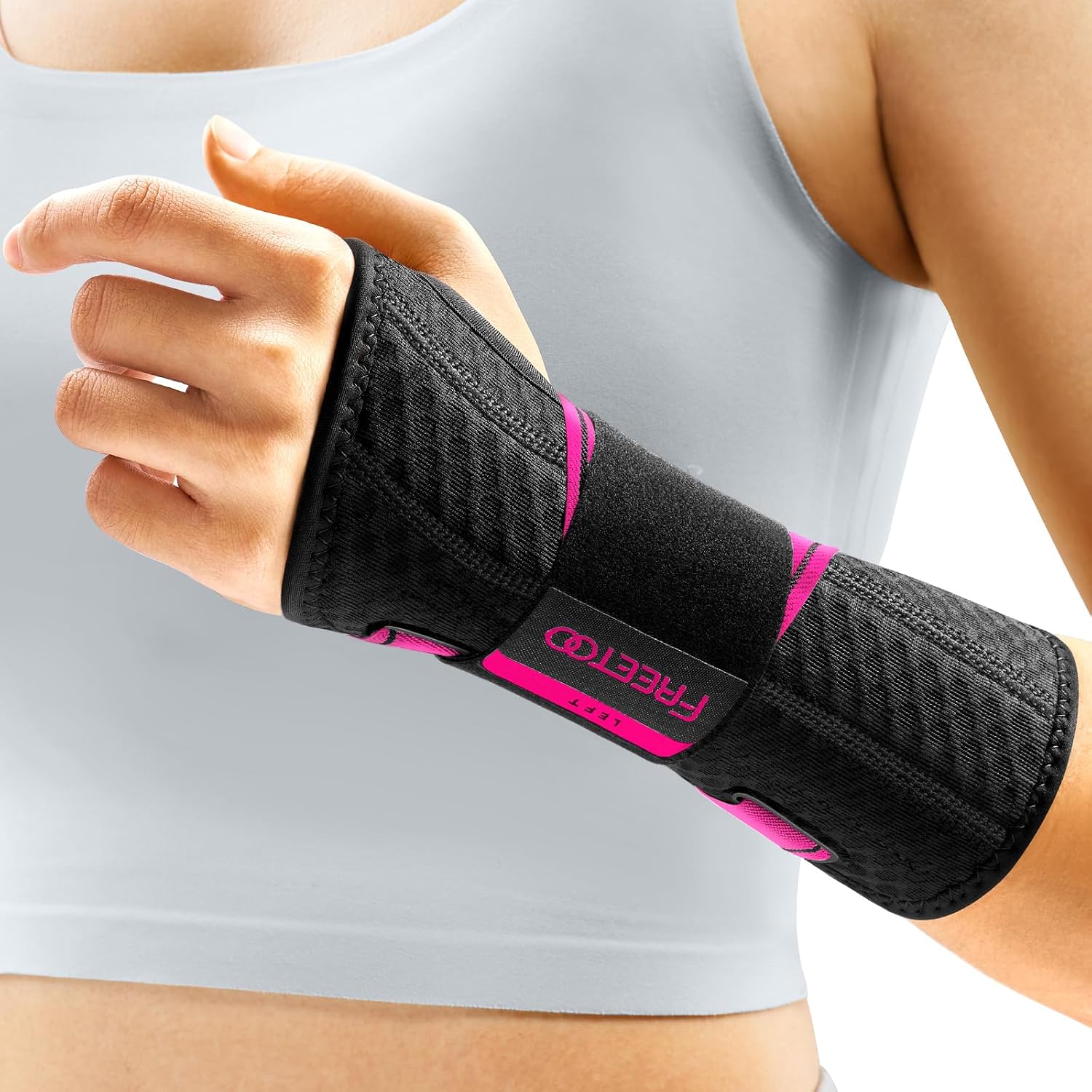 Detalle de FREETOO Left Hand Wrist Support Brace for Tendonitis and Carpal Tunnel