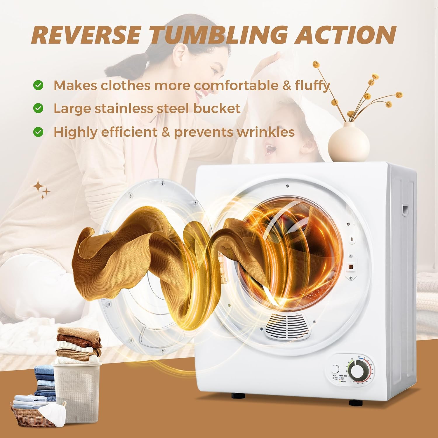 Detalle 2 de Temprium Portable Clothes Dryer, 1.5 Cu. Ft., 850W, 120V