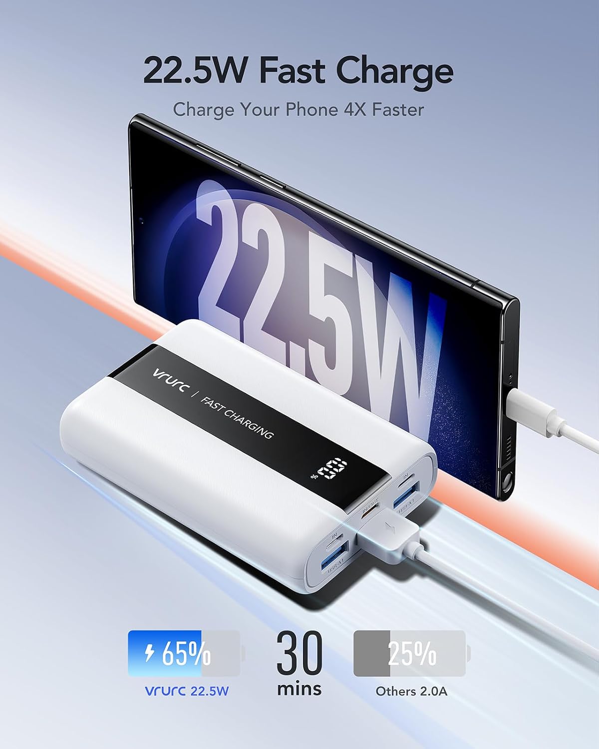 Detalle de VRURC Power Bank 20000mAh 22.5W Mini