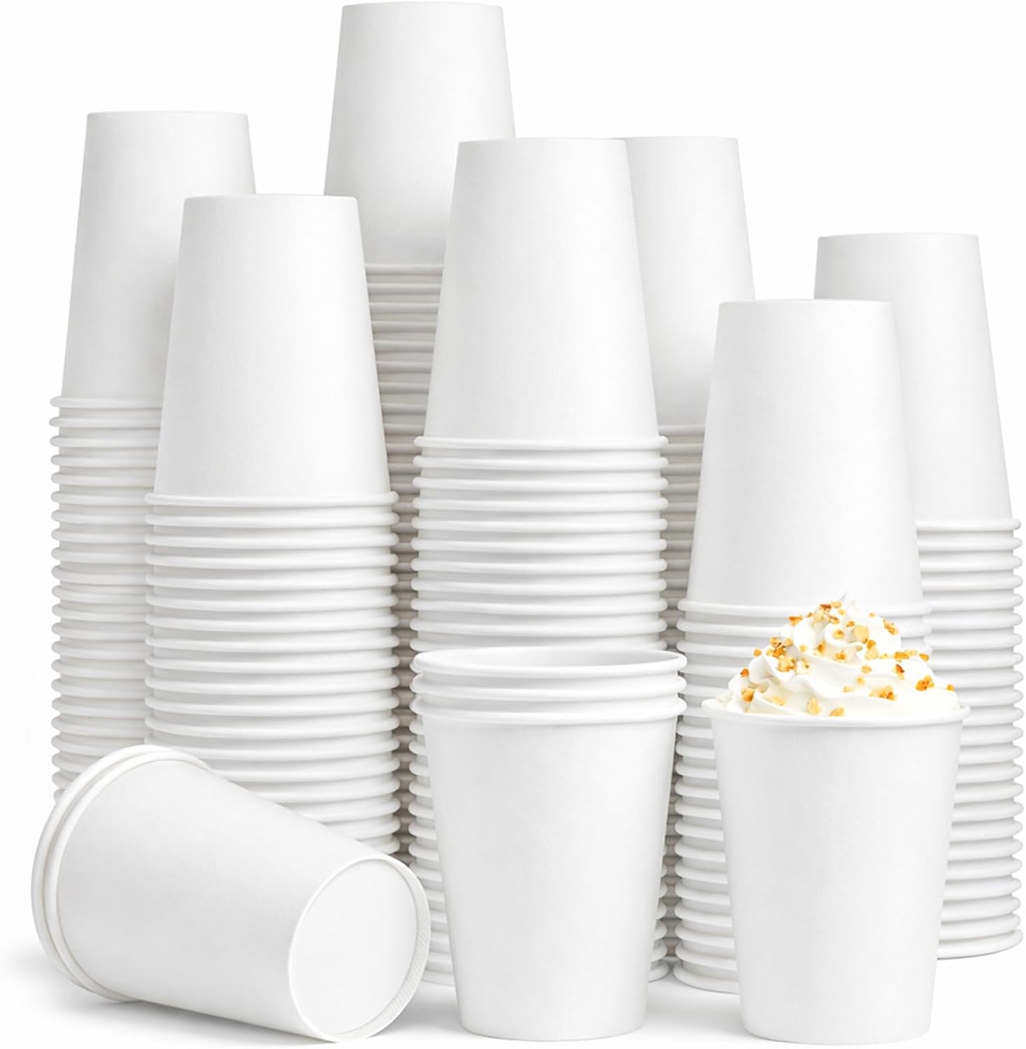 Detalle de Biotakeware 12 oz Paper Coffee Cups, 100 Pack — Sturdy, Leak-Resistant, BPA-Free