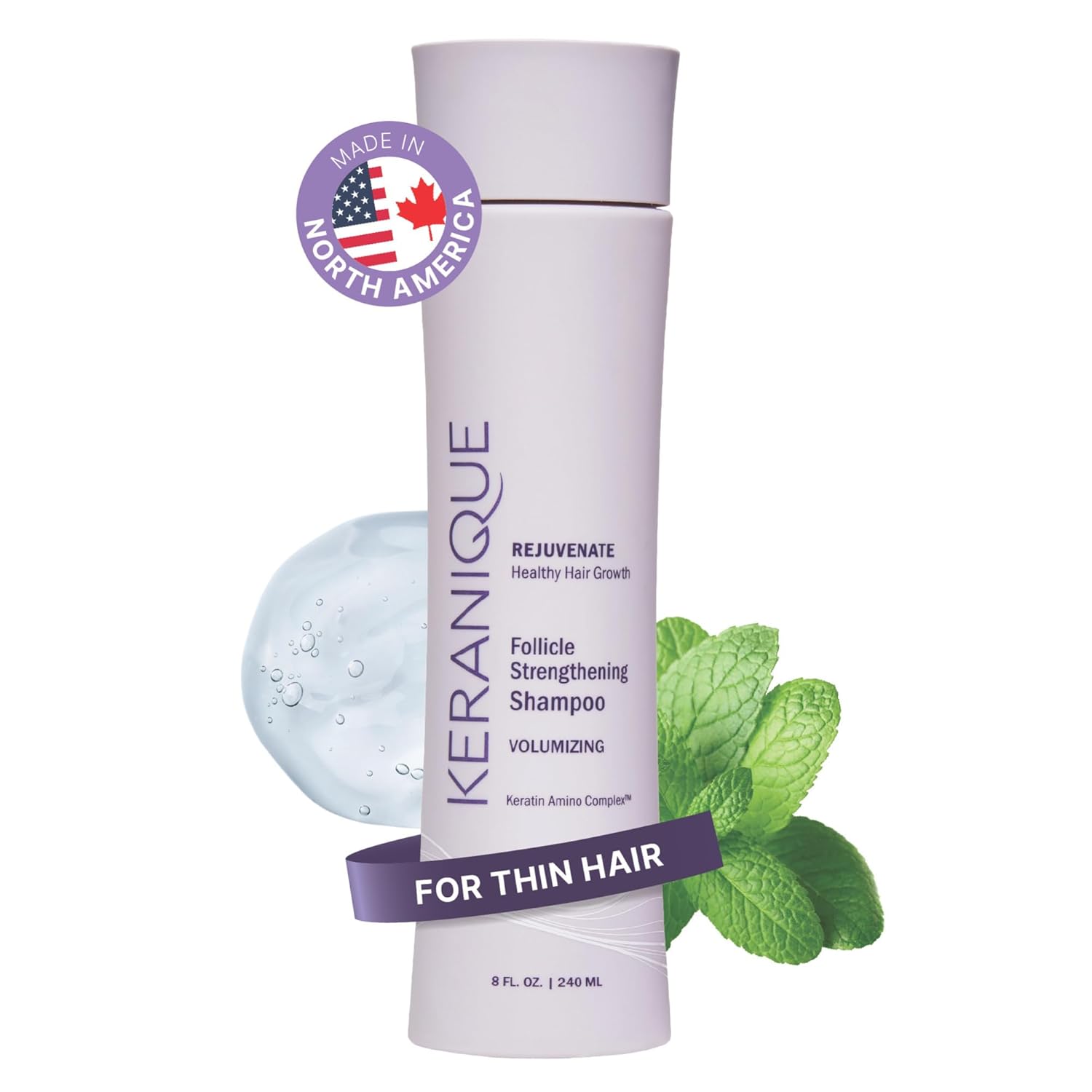 Keranique Volumizing Shampoo: Hair Repair, Growth & Thinning Support with Keratin Amino Complex (8 oz)