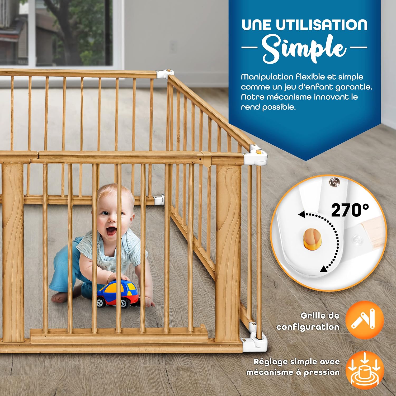 Detalle 2 de KIDUKU Barrière de sécurité Parc bébé XXL 7,2 m 👶