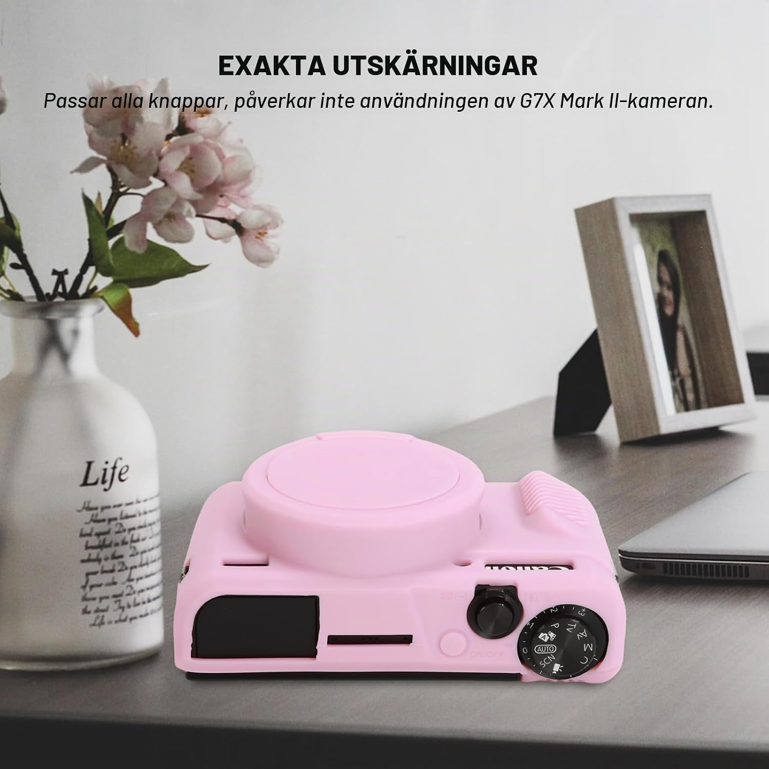 Thumbnail 6 de Aisnyho silikonfodral för Canon PowerShot G7X Mark II, rosa med linsskydd