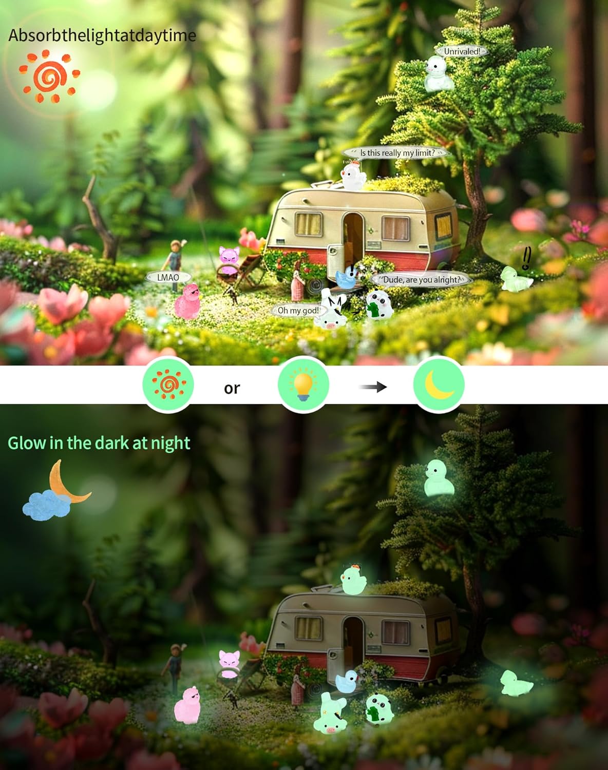 Thumbnail 3 de ePicsoa 102PCS Mini Resin Animals – 50 Styles with Glow in the Dark