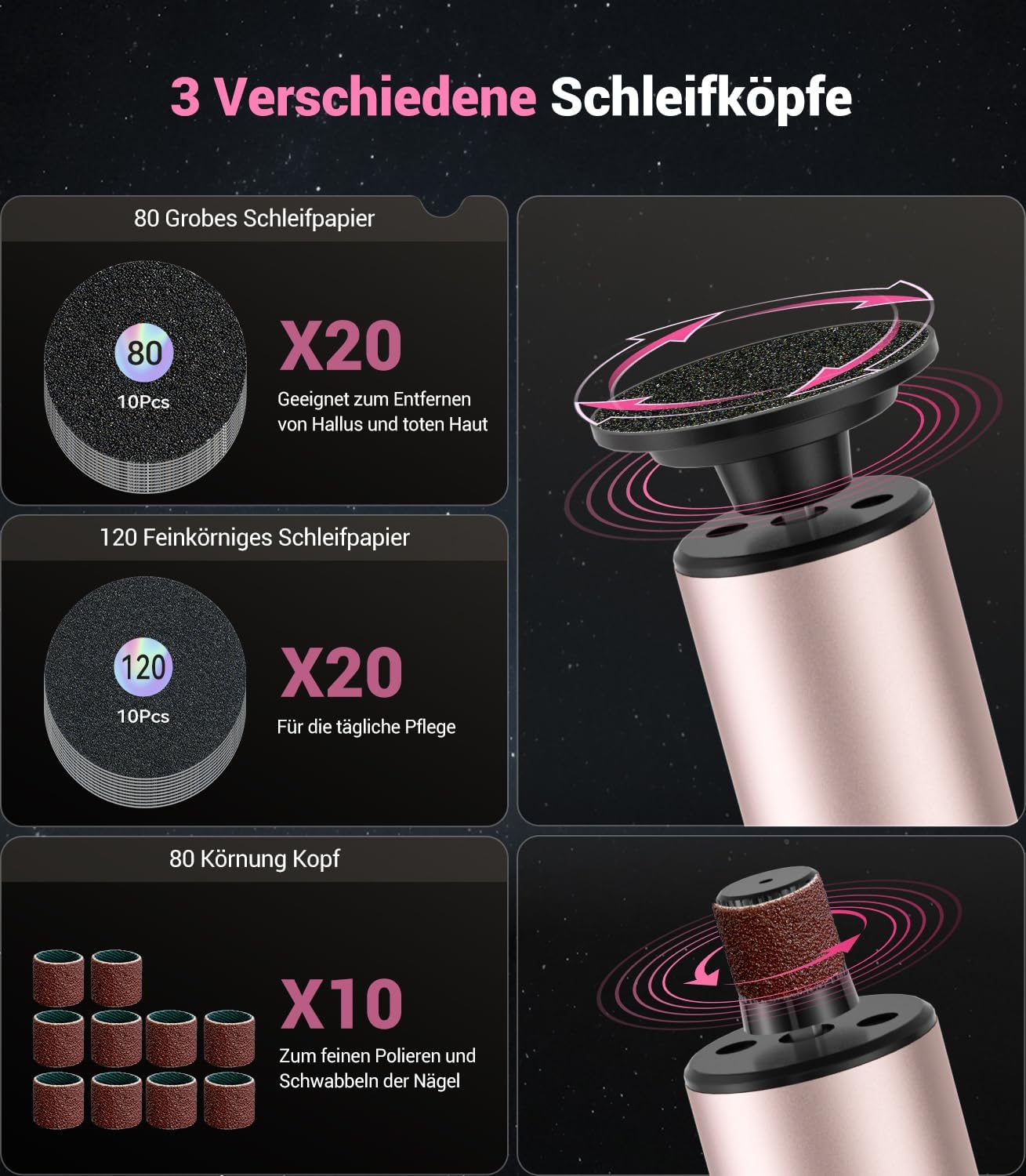 Thumbnail 3 de Elektrischer Hornhautentferner „2026 Upgrade“ mit 90° Klapp-Ergonomie & Sensortechnik