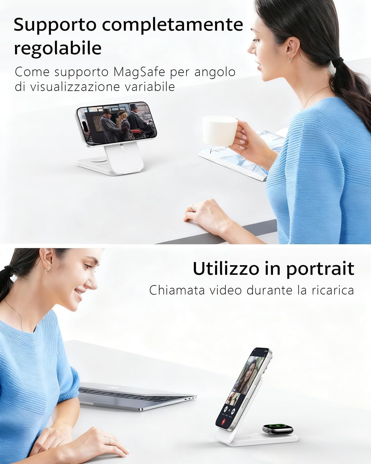 Thumbnail 2 de Caricatore Wireless 3 in 1 MagSafe pieghevole da 15W: ricarica simultanea per iPhone, Apple Watch e AirPods