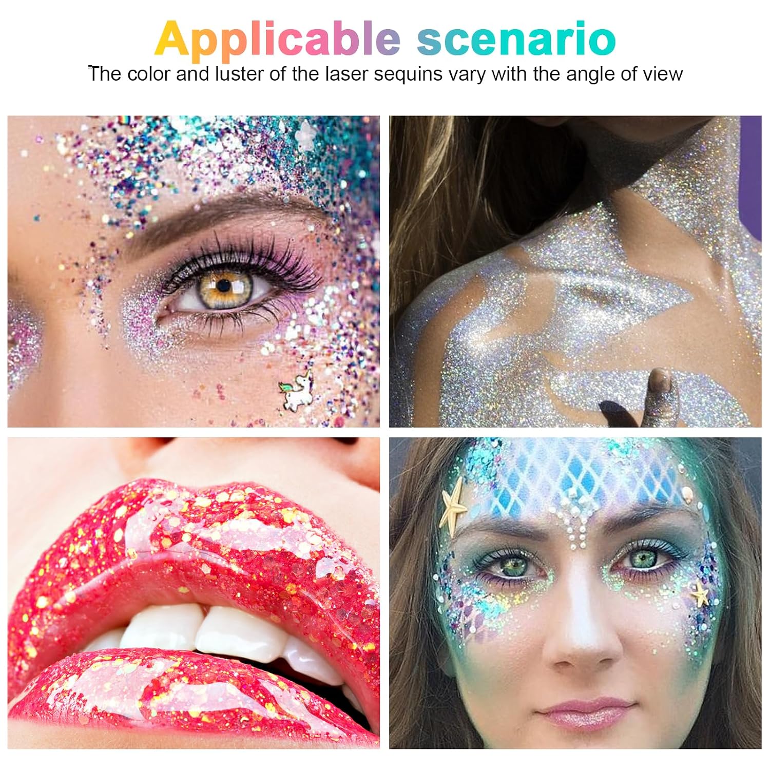 Thumbnail 1 de URAQT Body Glitter Gel Set – 3er Sequins Chunky Glitter Gel, 50 ml pro Stück, festlicher Glitzer für Gesicht & Körper in Silber, Rosa & Weiß