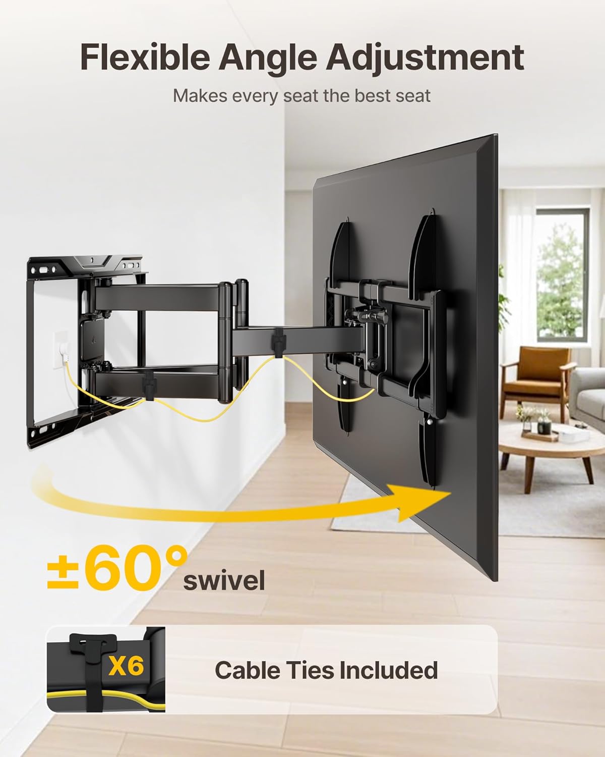 Thumbnail 3 de monTEK Full Motion TV Wall Bracket for 37-90 Inch TVs (up to 75kg) with 638mm Extension