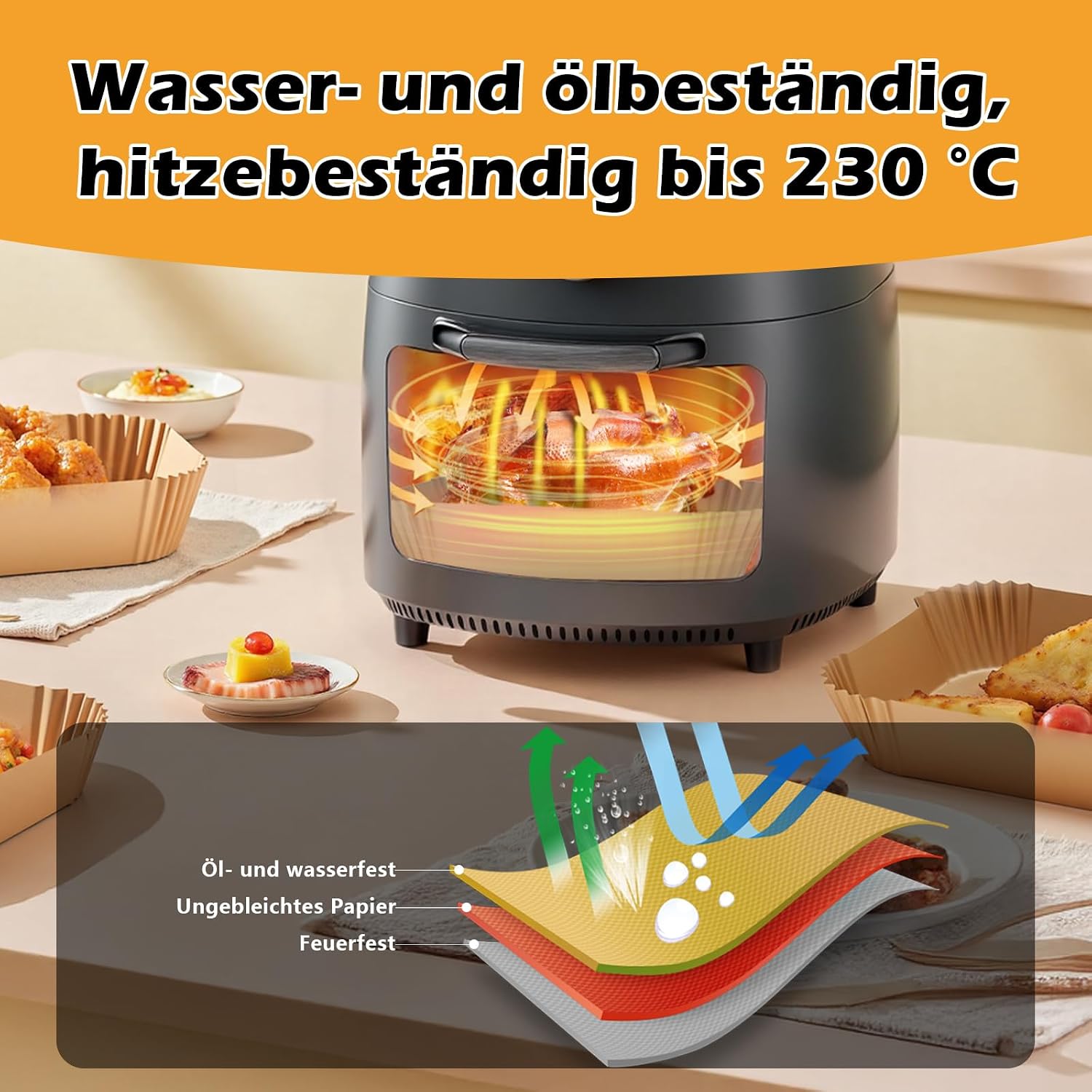 Thumbnail 4 de Backpapier Rund 20 cm 100 Stück Heißluftfritteuse