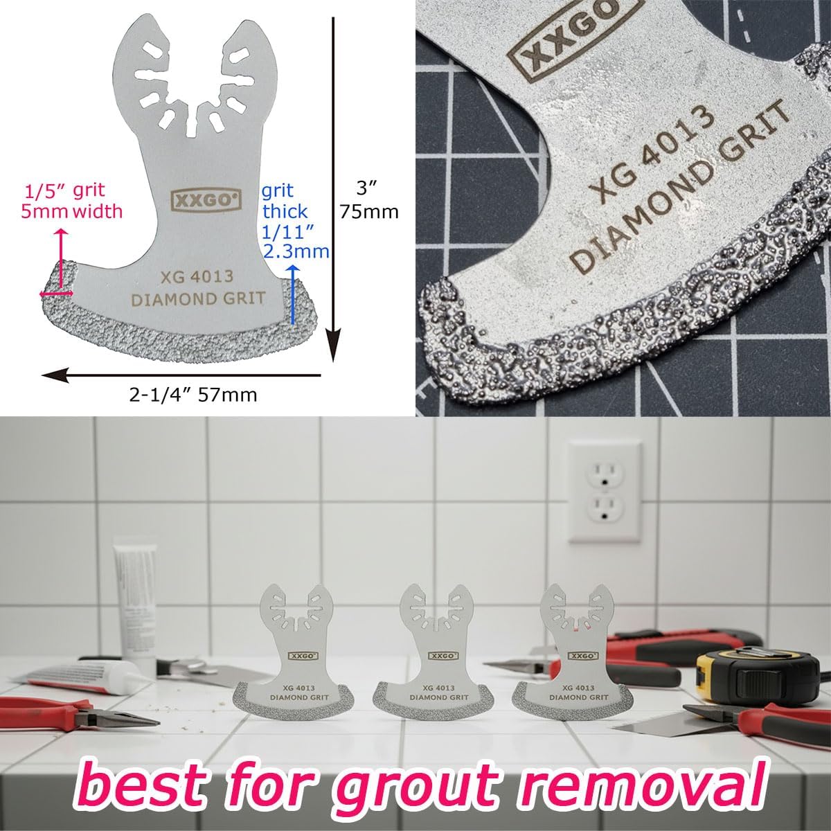 Thumbnail 1 de XXGO XG3001SU 3-piece grout removal blades for multitool 🛠