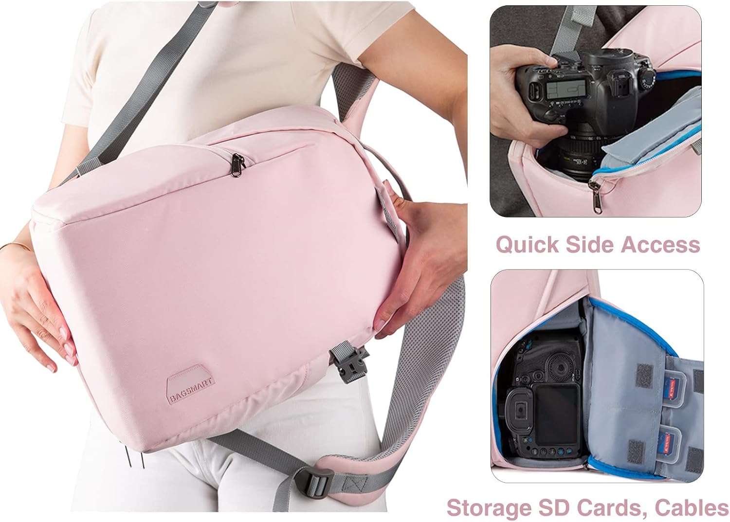 Thumbnail 3 de bagsmart Camera Backpack for DSLR Gear and 14-Inch Laptop (Pink)