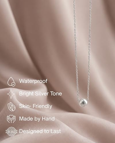 Thumbnail 4 de Annika Bella Silver Ball Choker Necklace – Dainty Bead Pendant, Waterproof & Adjustable