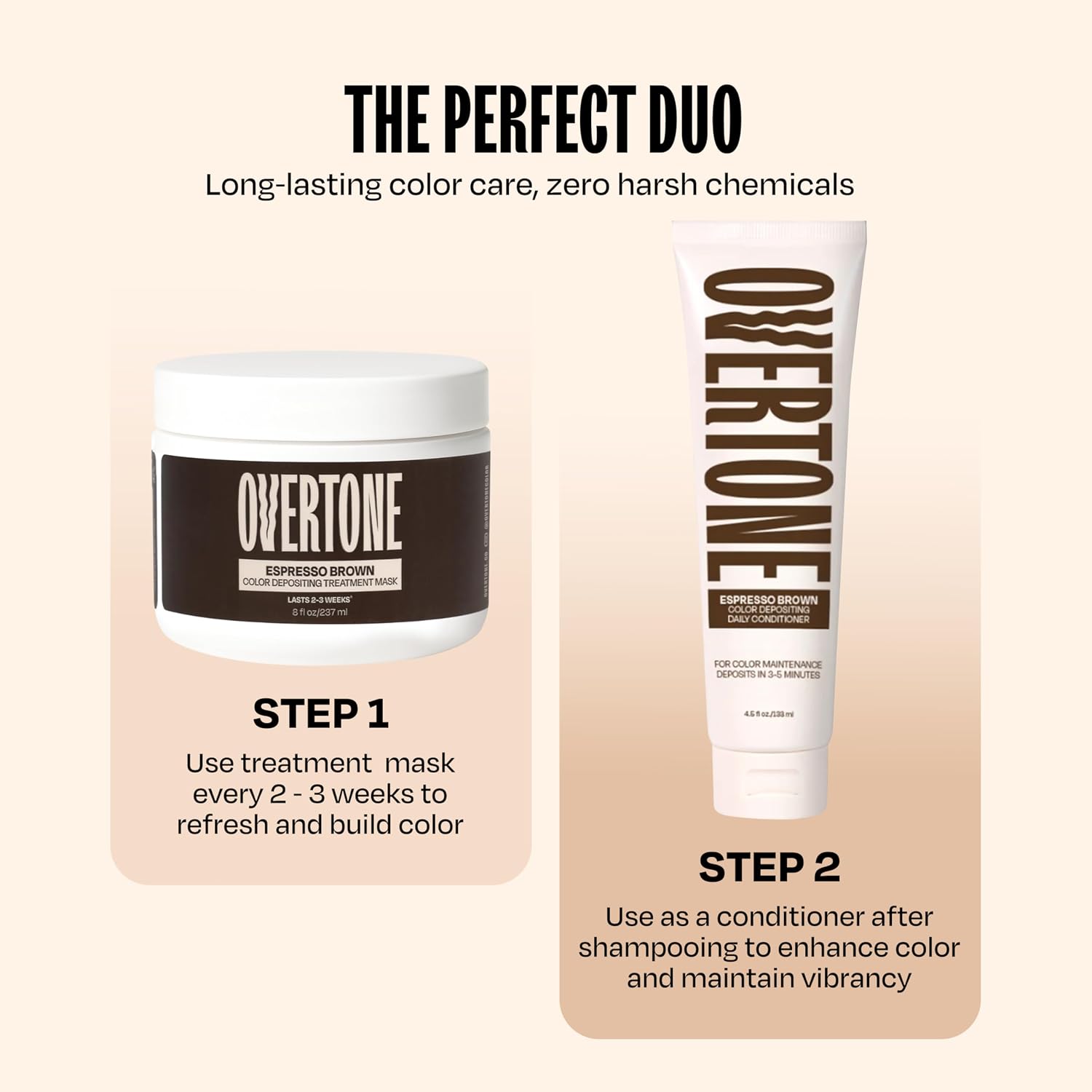 Thumbnail 2 de Overtone Espresso Brown Semi-Permanent Hair Color Conditioner (8 oz) – Nourishing Color Depositing Mask