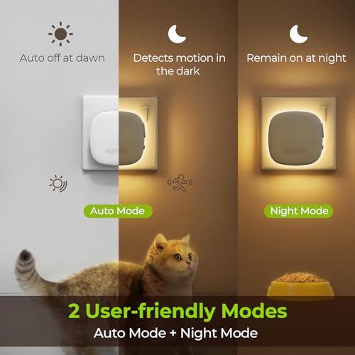 Detalle de AUVON Plug-in LED Backlit Night Light 2-Pack with Motion and Dusk-to-Dawn Sensor