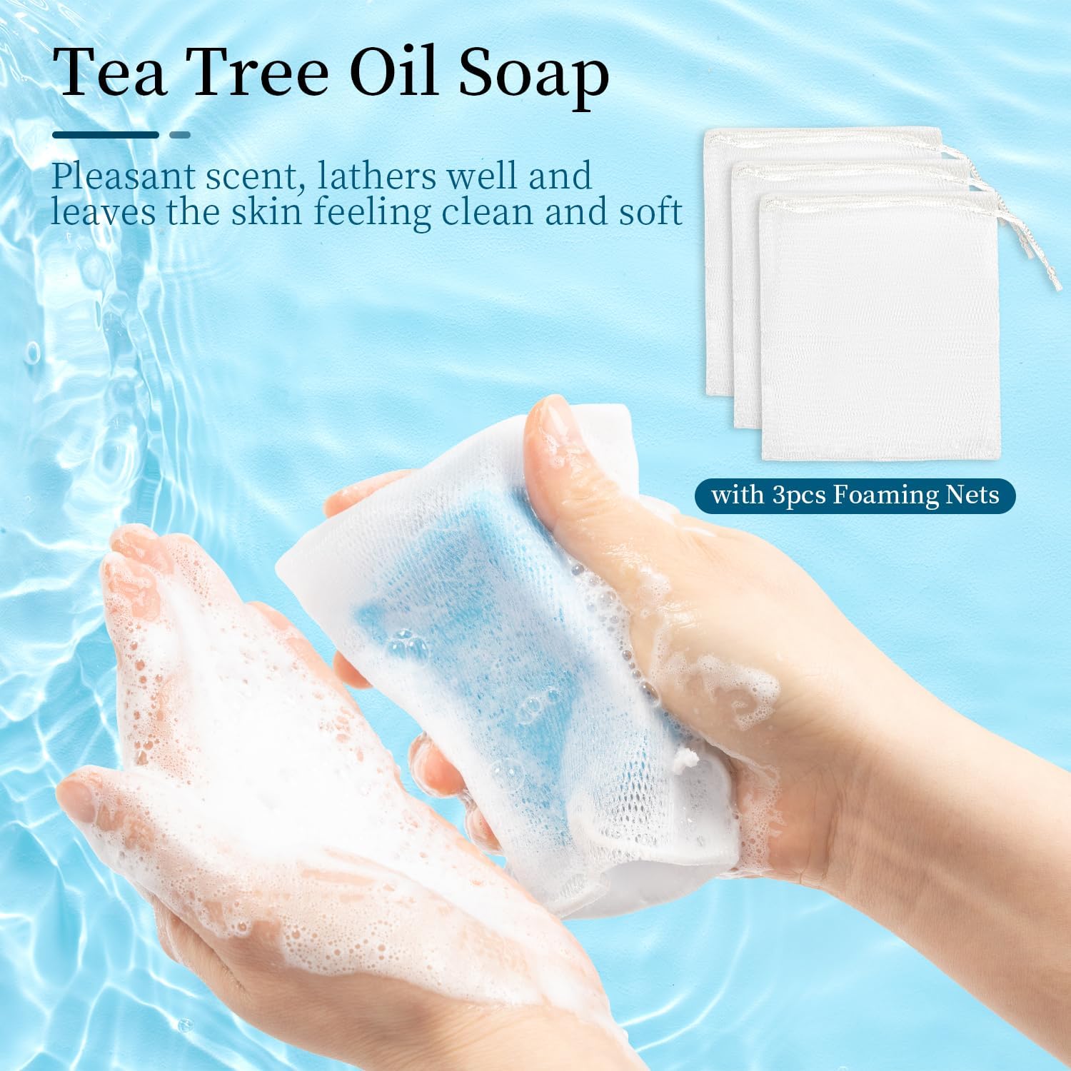 Detalle 2 de YIREG Tea Tree Soap Bar, 3-Pack of 100 g Tea Tree Oil Bars