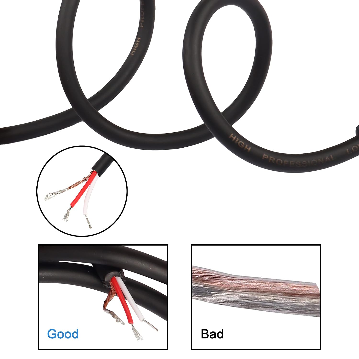 Detalle 1 de MEIRIYFA MD-XLR-50M XLR Pigtail Cable, 0.5 m, Male 3-Pin to Bare Wire
