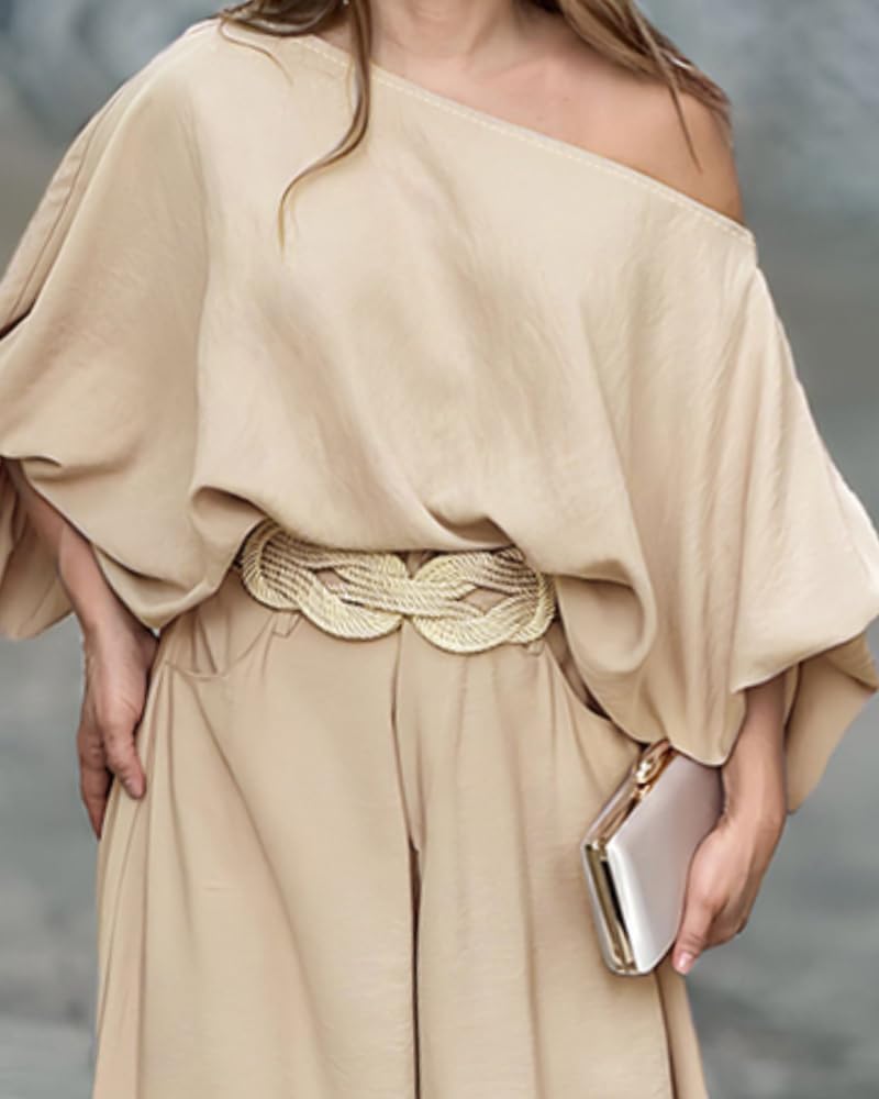 Thumbnail 1 de CHICME Women Summer 2-Piece Off-Shoulder Top & Wide-Leg Pants Set for Vacation Travel