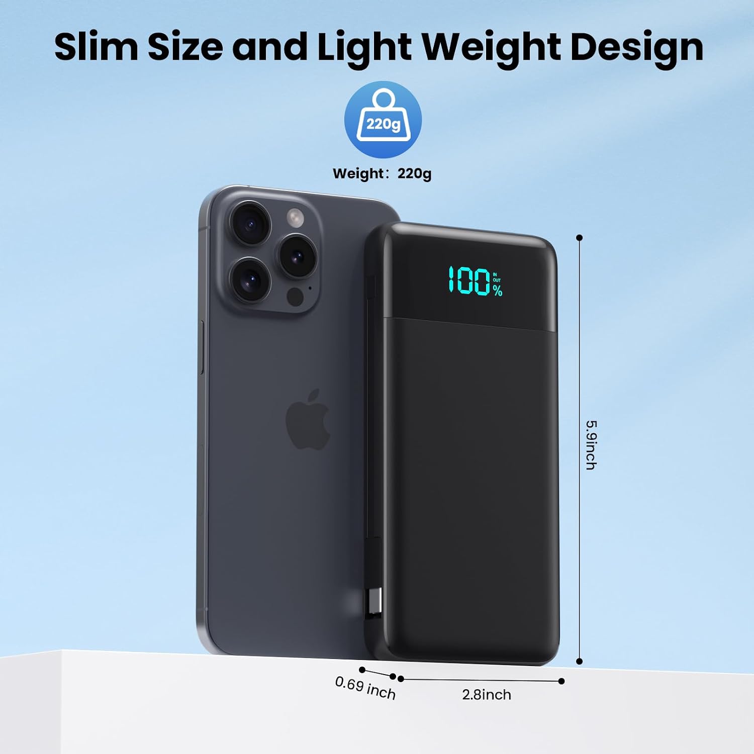 Thumbnail 4 de FOCHEW 13800mAh Portable Charger with Built-In Cables and Wall Plug