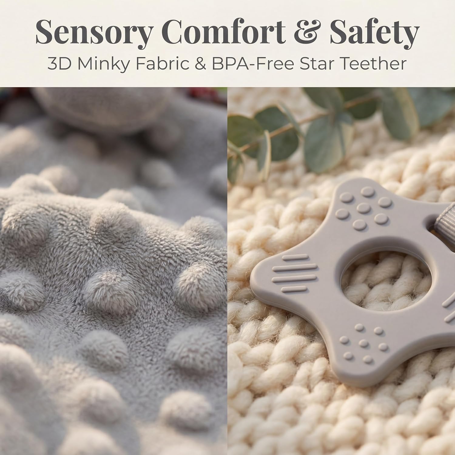 Thumbnail 4 de UNMOT Baby Comforters Blanket – grey elephant newborn soft touch comforter with taggies teether