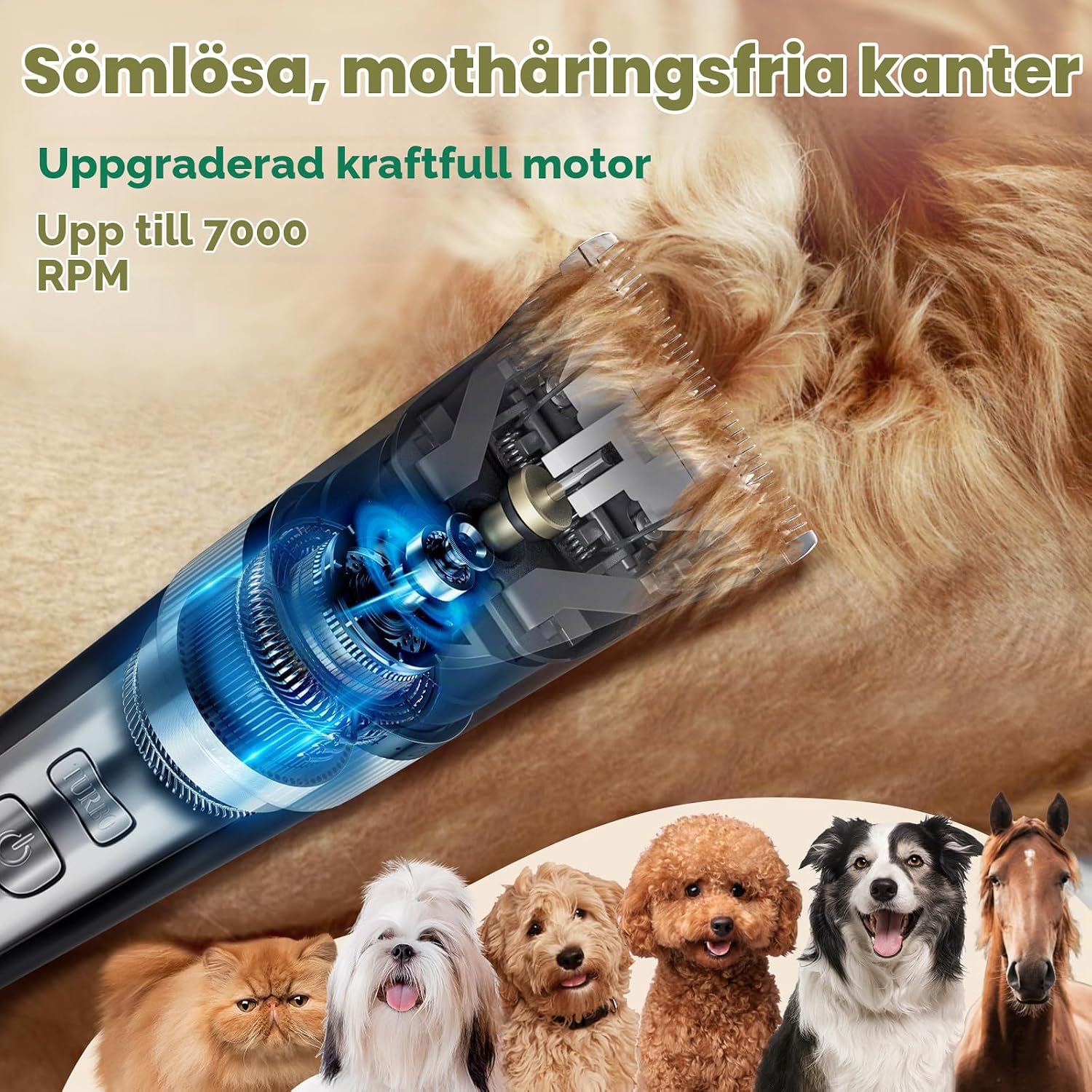 Detalle 2 de Gimars 67 TMJ01-S hundtrimmer med saxset, sladdlös och uppladdningsbar