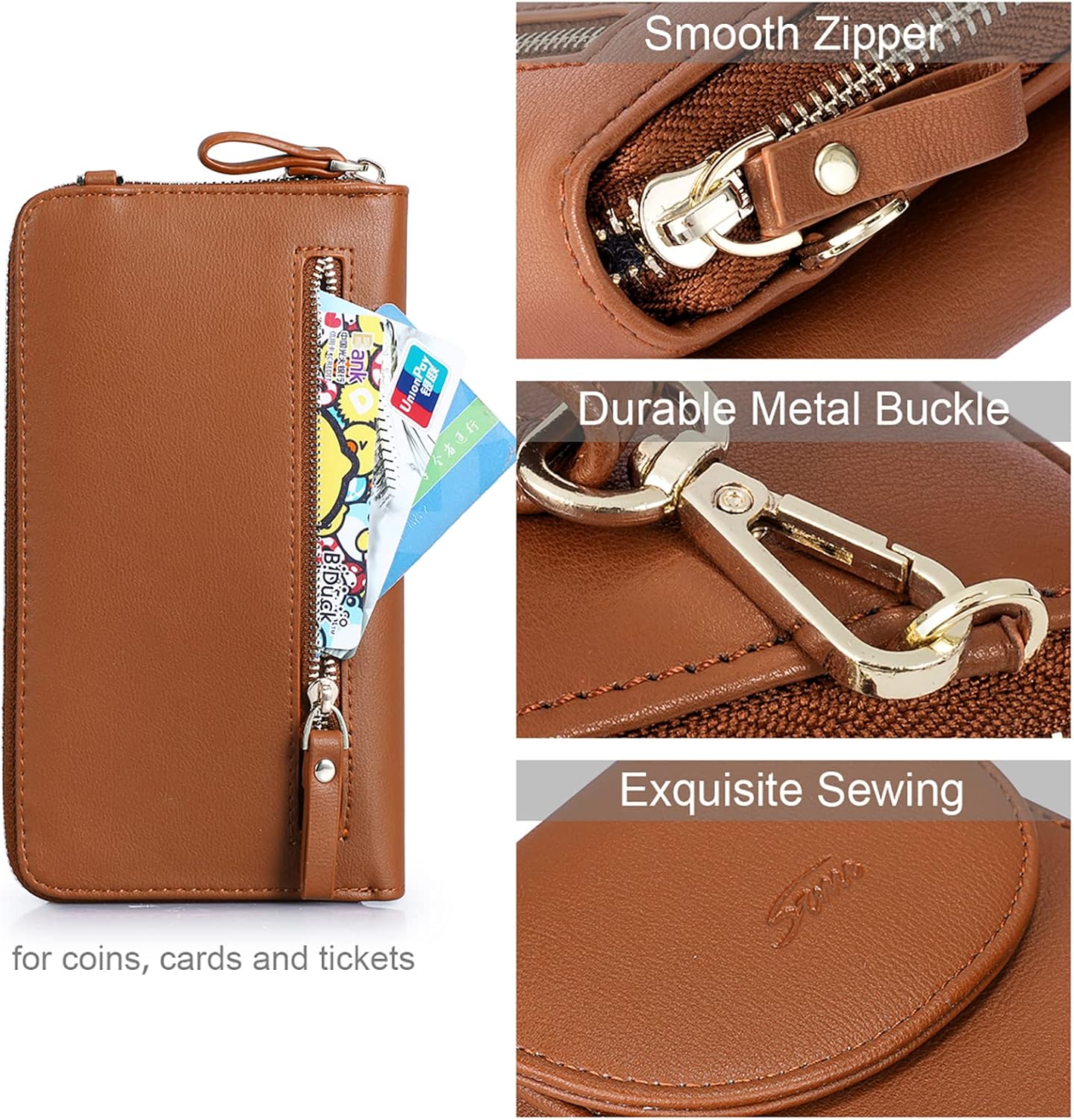 Detalle de S-ZONE PU Leather RFID Blocking Crossbody Bag for 6.7 Inch Phones