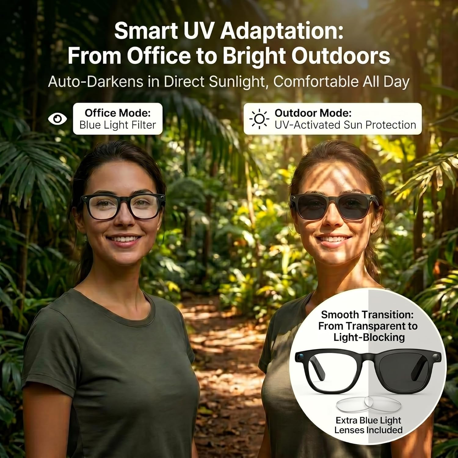 Thumbnail 1 de 2026 Smart AI Glasses with 8MP 4K POV Camera, AI assistant, voice recording & open-ear Bluetooth