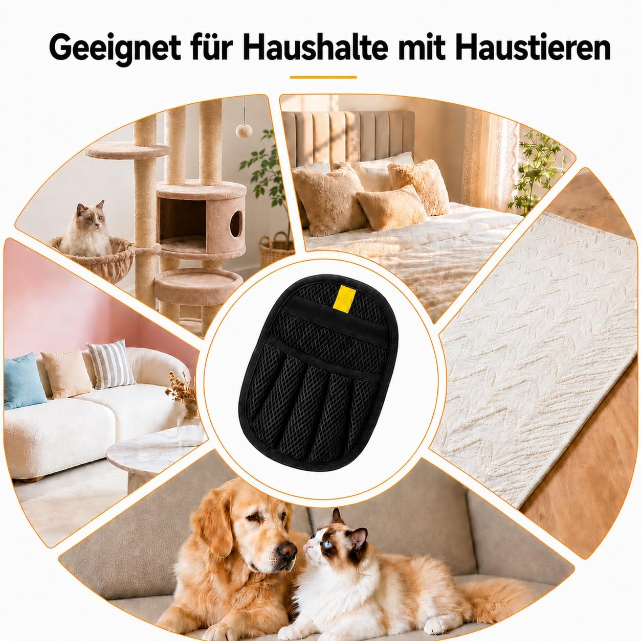 Detalle de ZenithyrEn Tierhaarentferner Handschuh 2er-Set: Verdicktes Design mit elektrostatischem Saugkraft – Fell Magnet