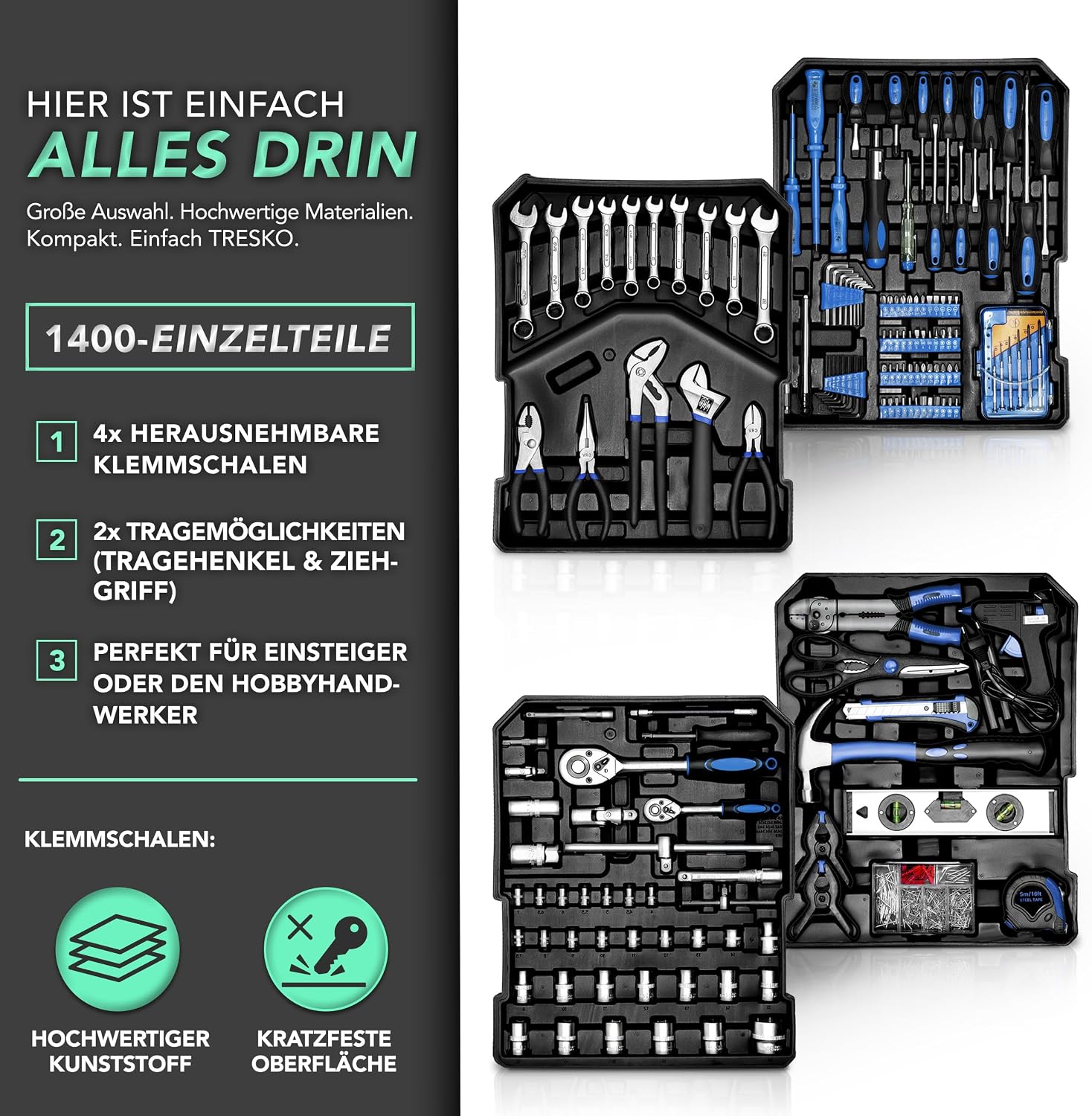 Detalle 2 de TRESKO Werkzeugkoffer 1400 teilig