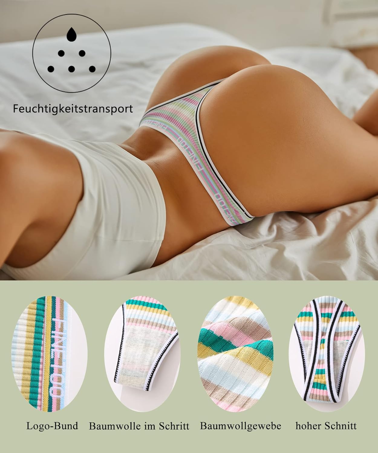 Thumbnail 1 de FINETOO String Tanga 5-pack cotton thongs for women 🩲