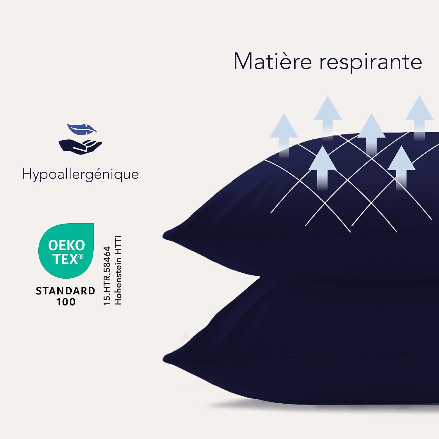 Detalle 1 de Dreamzie Taie Oreiller 65x65 Bleu Foncé