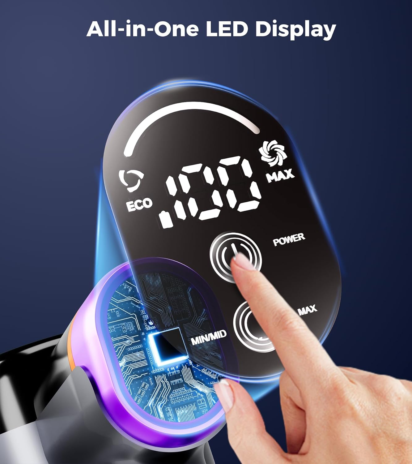 Thumbnail 6 de Feetis Cordless Vacuum Cleaner: 550W Power, 45KPa, 60-Min Runtime with LED Display