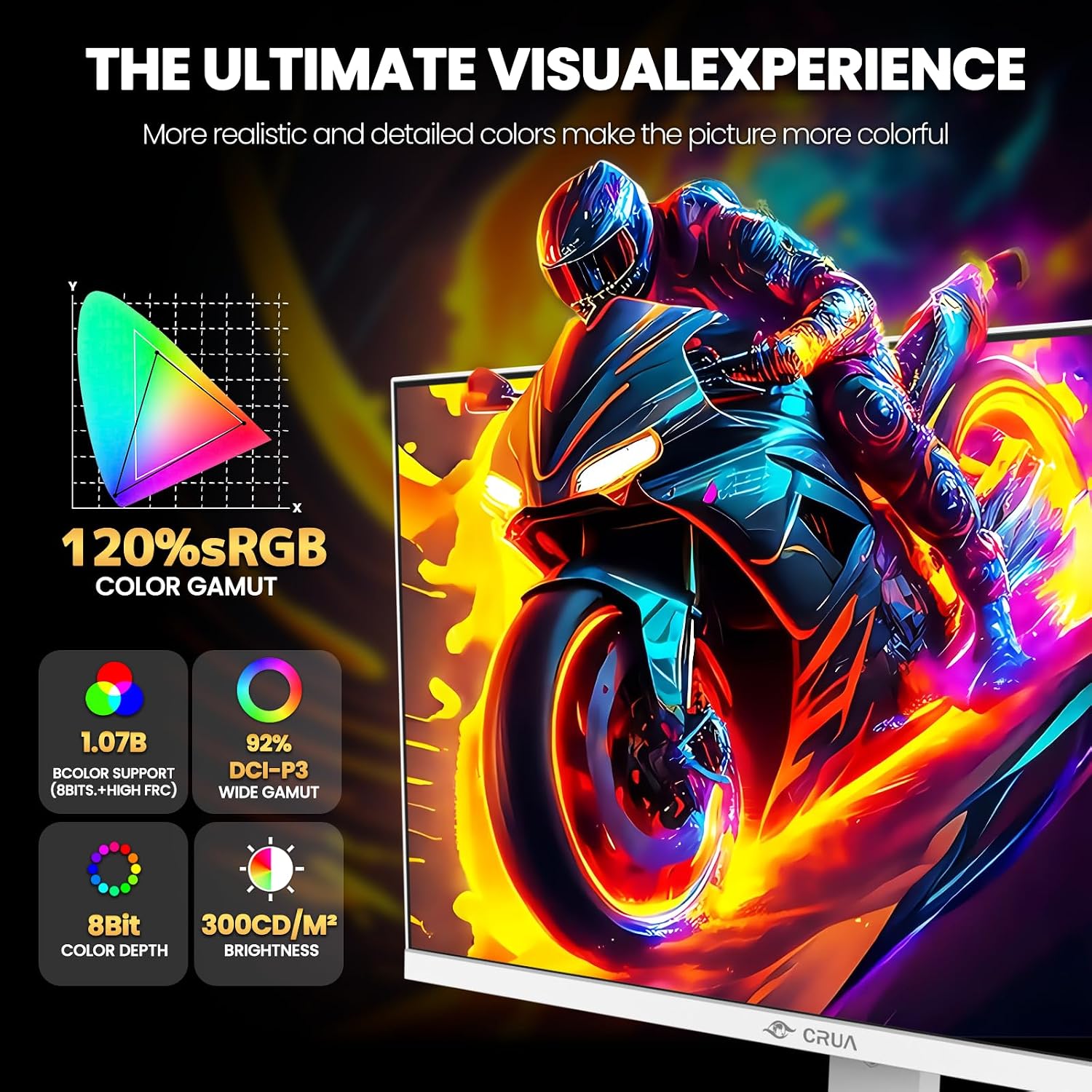 Detalle de CRUA 27" 4K Gaming Monitor with Dual-Mode 160Hz/320Hz, IPS, and Ergonomic Stand