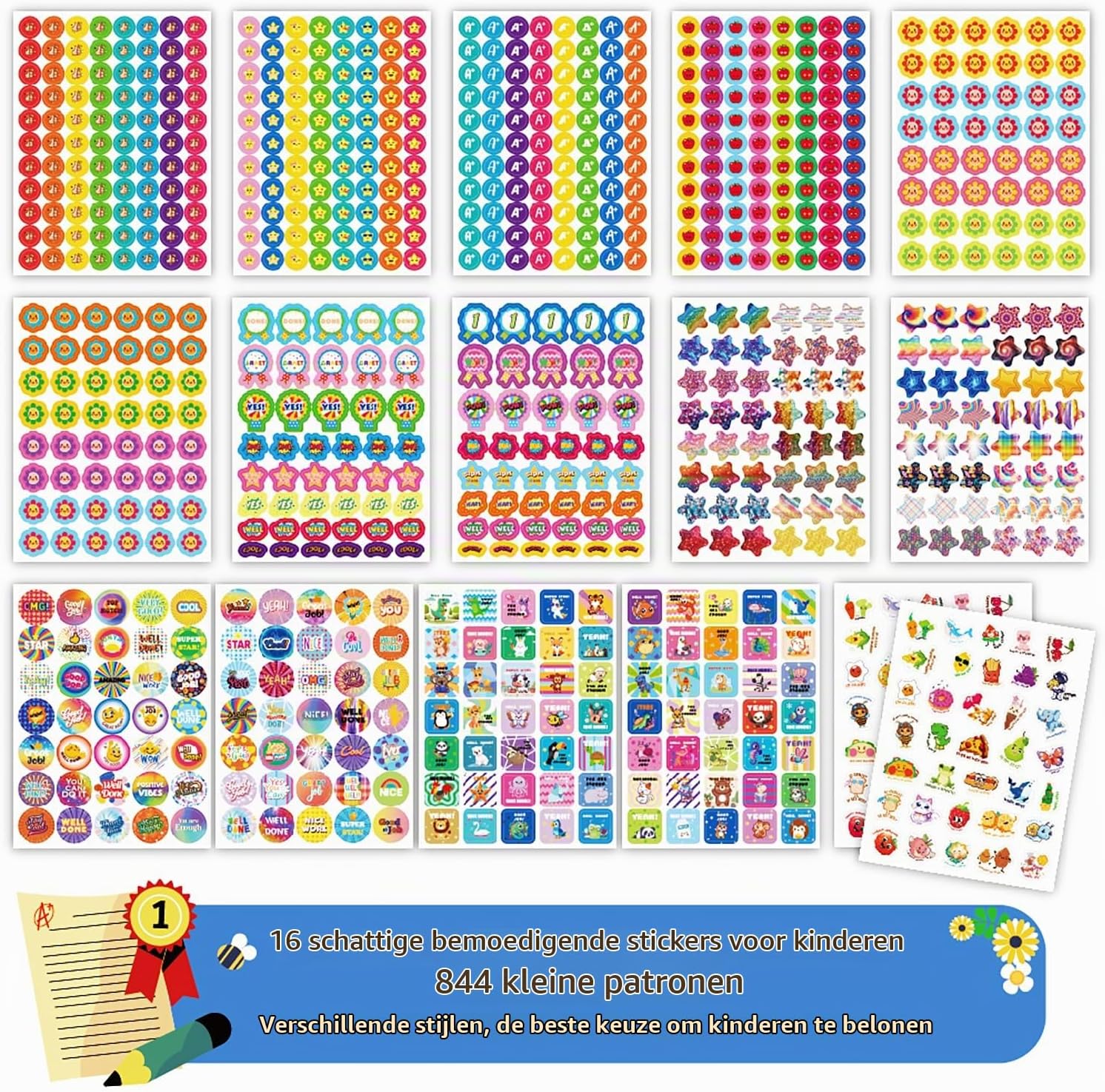 Thumbnail 6 de Kaderas Reward Stickers beloningsstickers, 844 mini stickers op 16 vellen