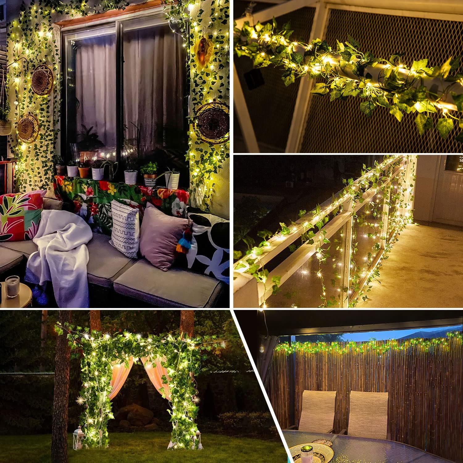 Thumbnail 6 de Bigzom Solar Lichterkette Außen – 120 LEDs Efeu, 12 m, 8 Modi, IP45