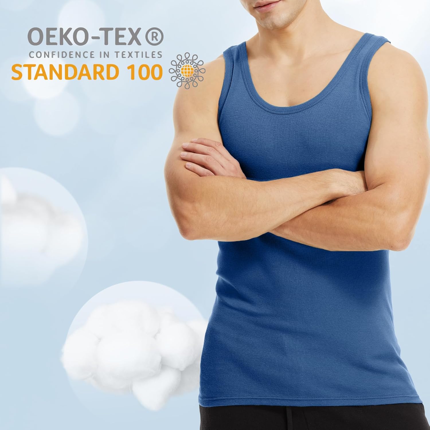 Thumbnail 2 de Falechay canottiera uomo pacco da 5 in 100% cotone elasticizzato per fitness e sport
