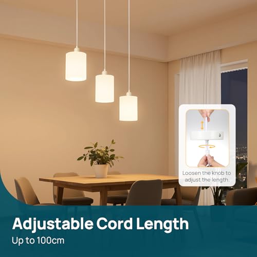 Detalle de Linkind suspension E27 avec anneau à vis – cordon textile réglable 100 cm pour abat-jour