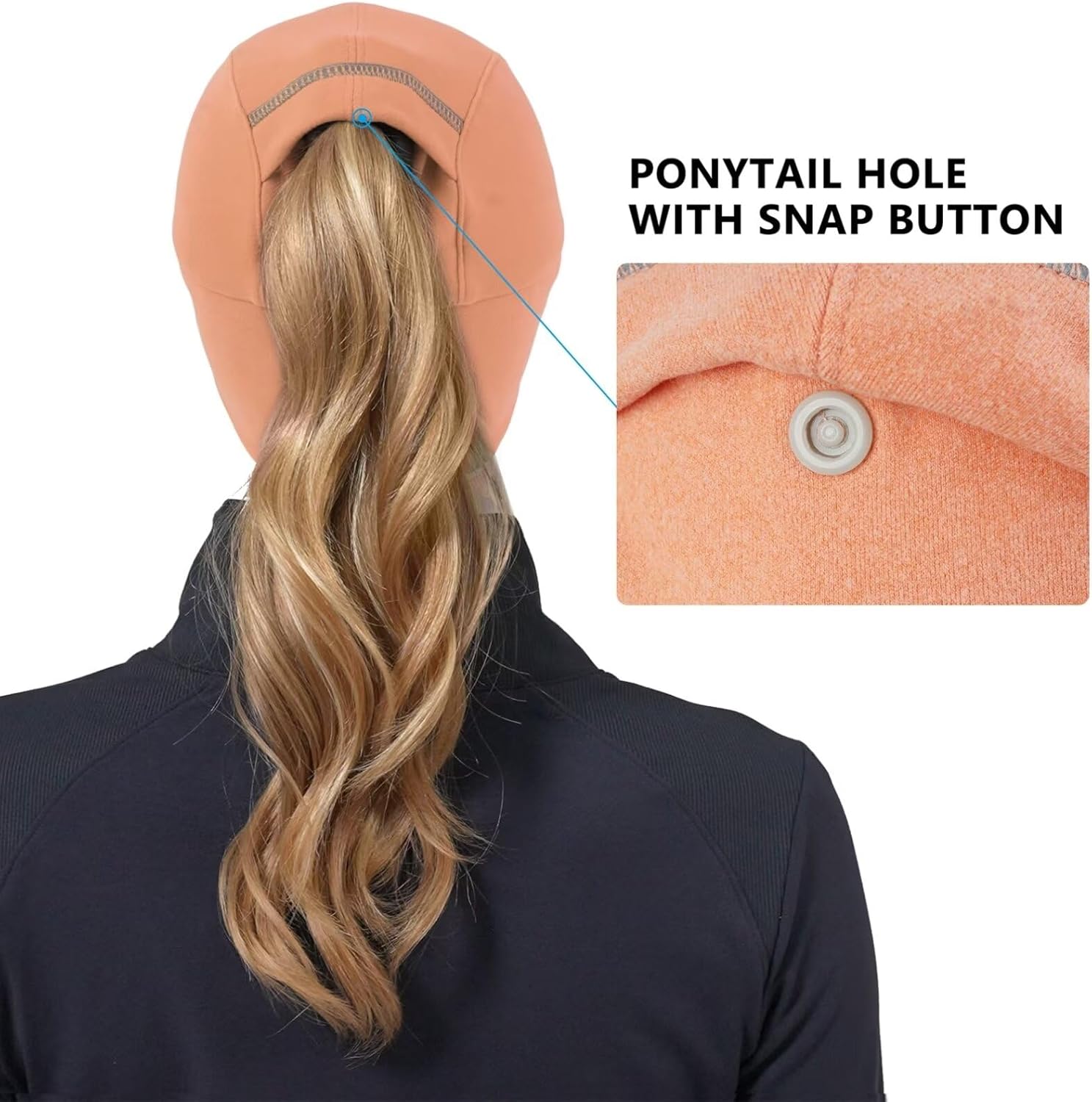 Detalle de GADIEMKENSD Frauen Winter Reflektierende Fleece Ponytail-Mütze mit Drop-Down Ohrenwärmer