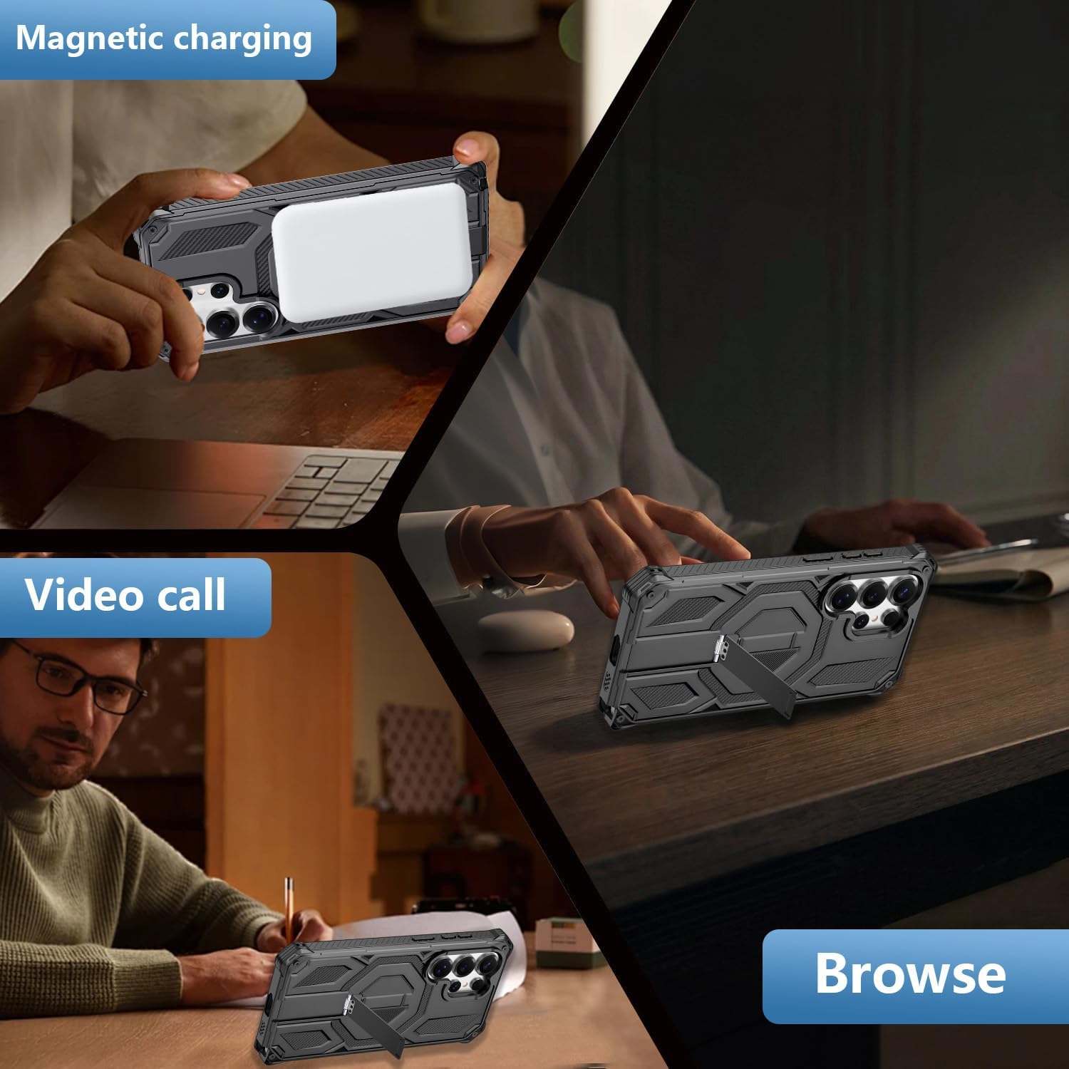 Thumbnail 6 de BQQFG Galaxy S25 Ultra Case with MagSafe Compatibility and Folding Kickstand
