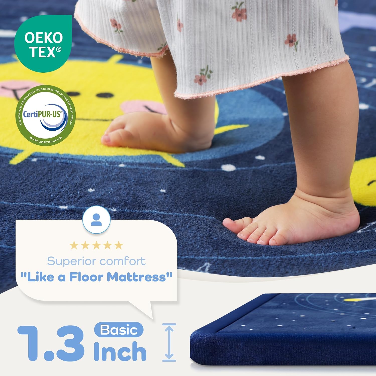 Detalle 2 de PaPaMat 1.3-Inch Memory Foam Baby Play Mat, Solar System Design, 79 x 118 Inches