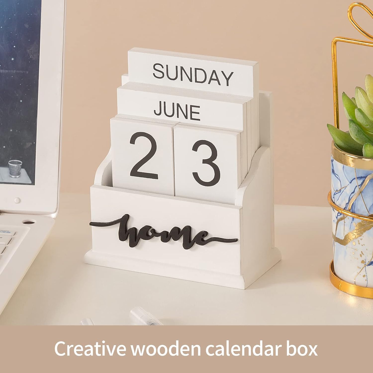 Thumbnail 4 de Wooden Perpetual Desk Calendar