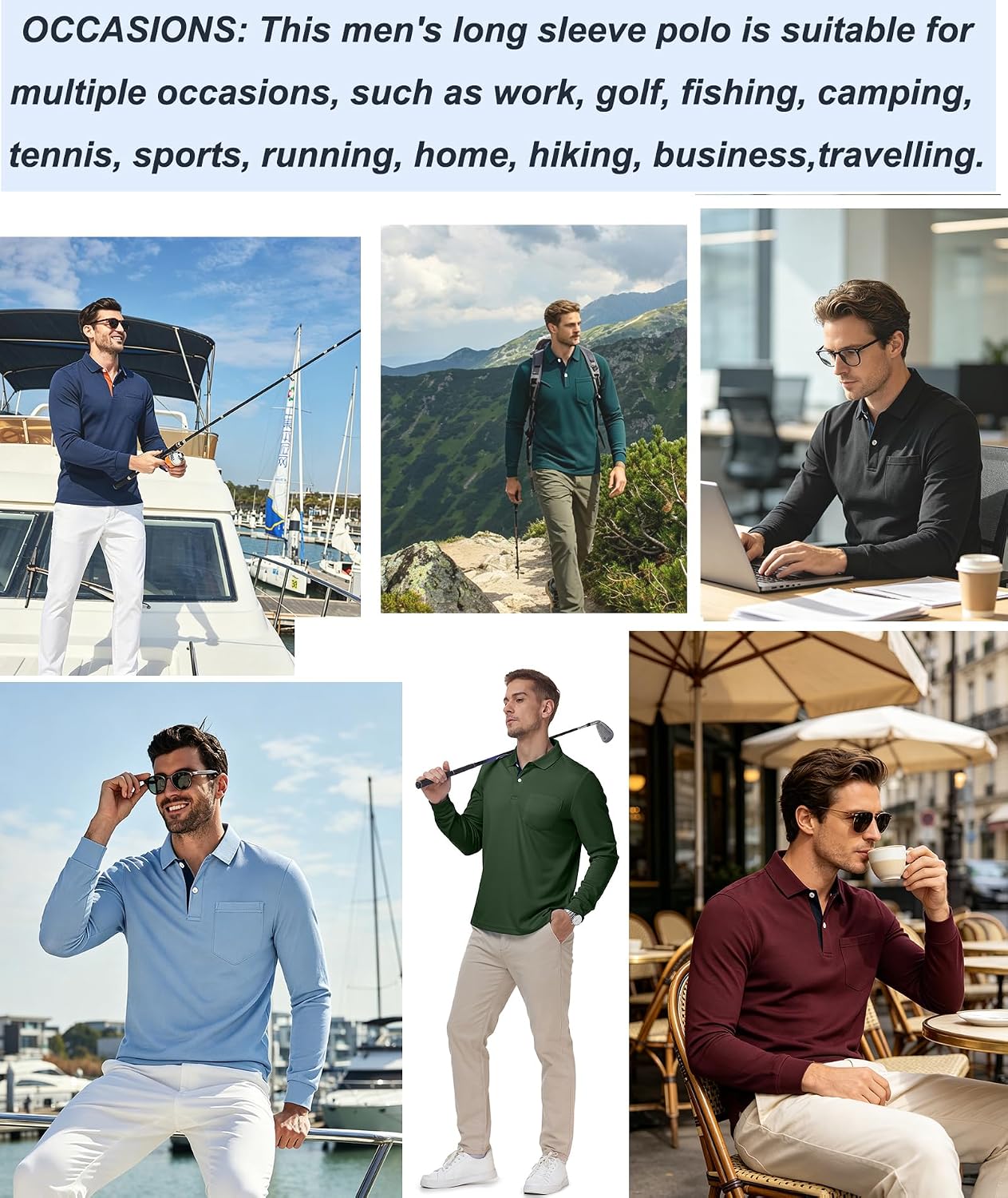 Thumbnail 5 de SwissWell set van 3 poloshirts voor heren met lange mouwen en borstzak