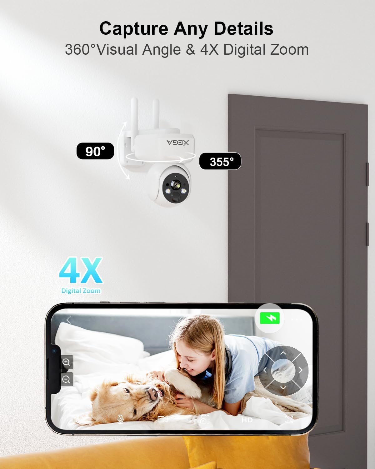 Detalle 2 de Xega 4G LTE Cámara Vigilancia 2K 7800mAh