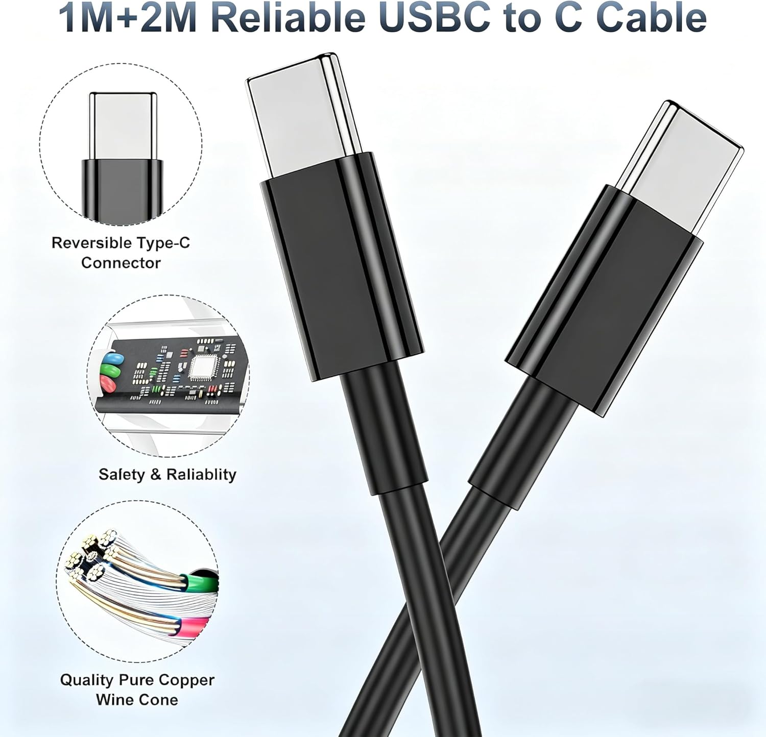 Detalle de Chargeur USB-C 45W Samsung avec câbles USB-C 1 m et 2 m – rapide et polyvalent