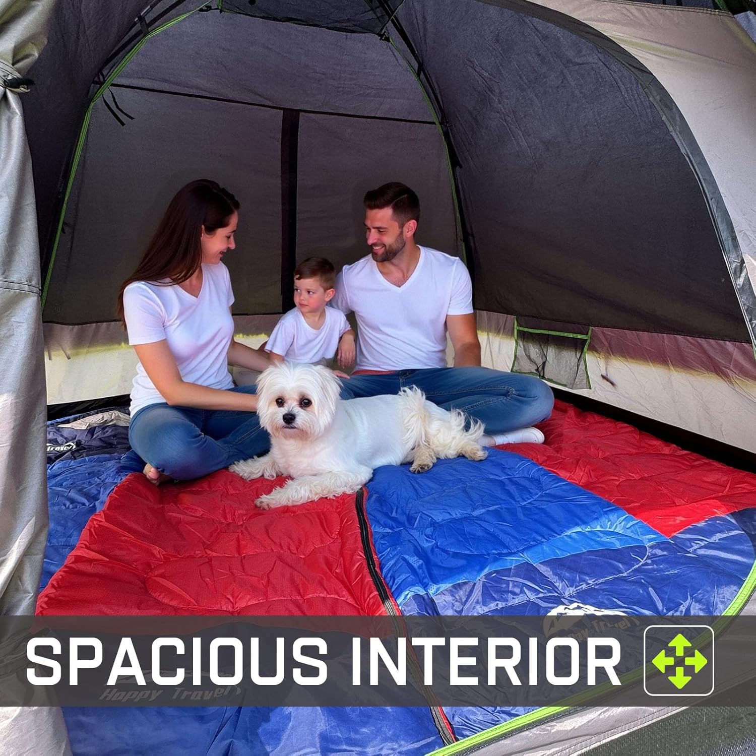 Detalle de Happy Travel 4–6 Person Camping Dome Tent with Rainfly, Mesh Windows & Fast Setup