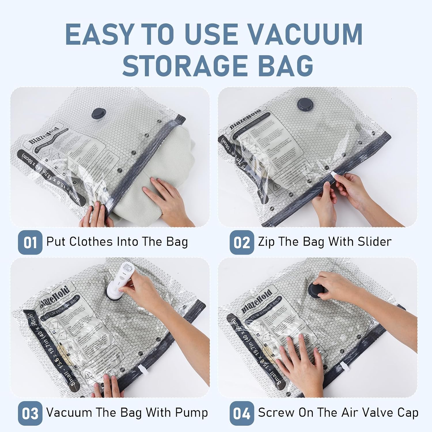 Detalle de BlazeHold Travel Vacuum Bags, 3 Sizes
