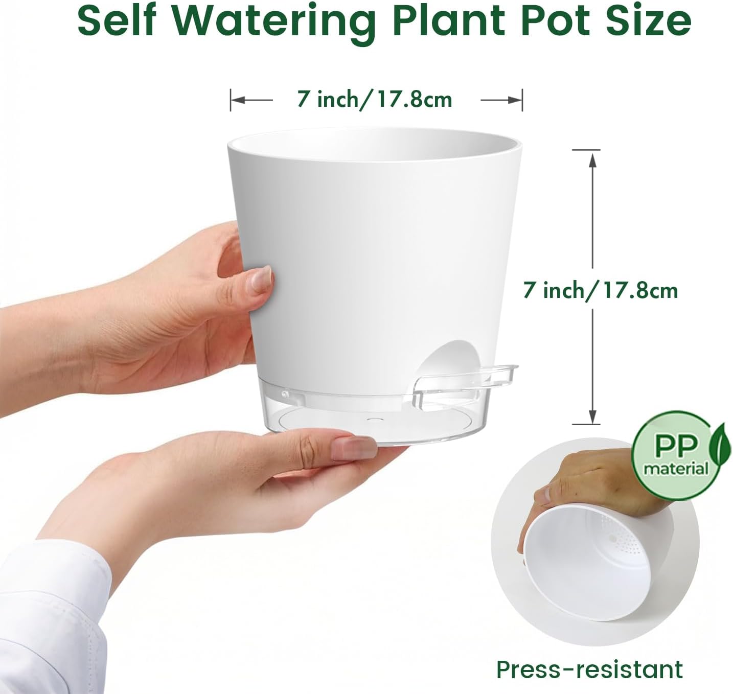Thumbnail 1 de WSMKSZ 17.6 cm Self-Watering Plant Pots (5 Pack) with Clear Reservoir and Wick
