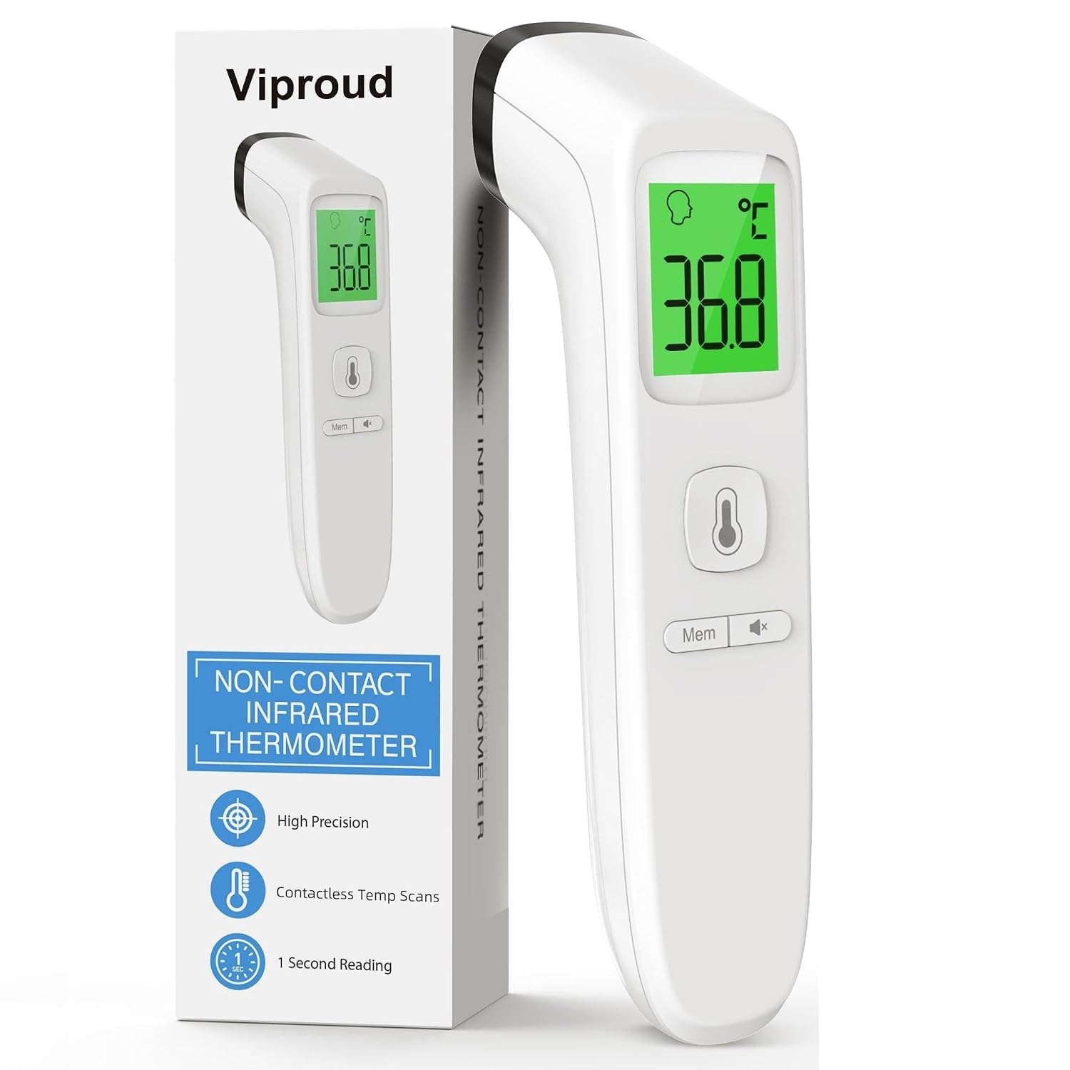 Thumbnail 1 de Infrared Thermometer for Adults and Kids – Non-Contact Forehead with Fever Alarm & Backlit LCD