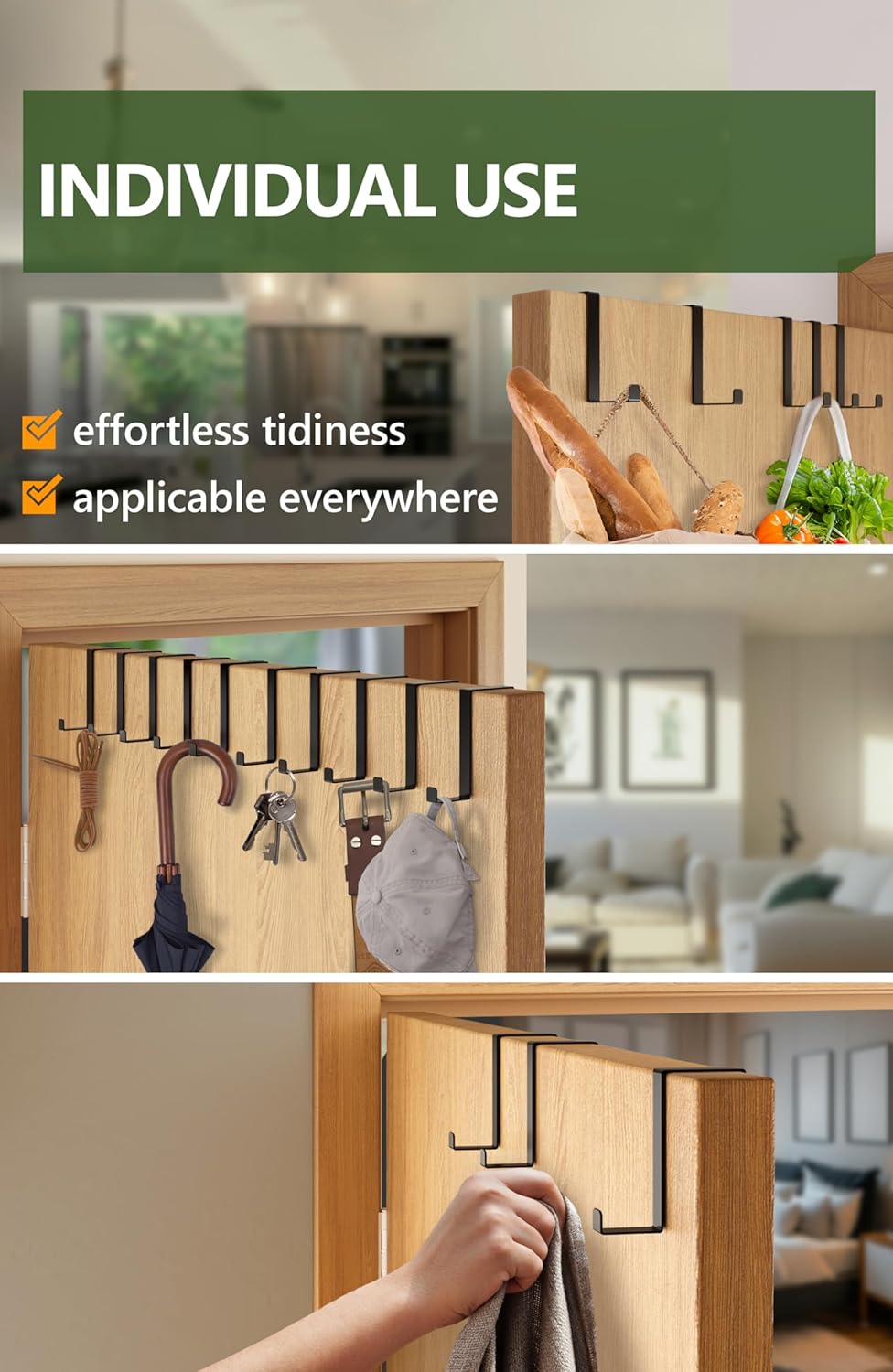 Detalle 2 de 4smile over door hooks set of 10, 3.6 to 4.6 cm