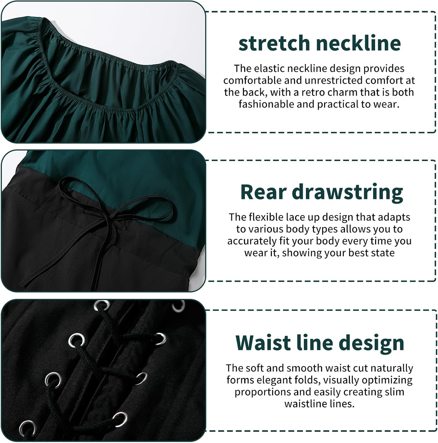 Detalle 2 de QEKFDOV Renaissance Elfen Kostüm Kleid 3XL